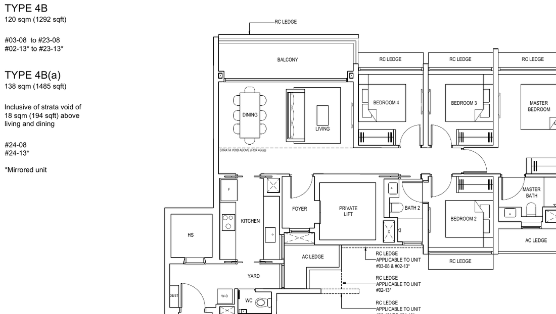 4-Bedroom Deluxe · Type 4B · 1,292 sqft (4B(a) 1,485 sqft)